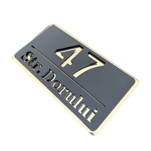 Numar de casa Elite Negru Satinat/Auriu 22x12cm