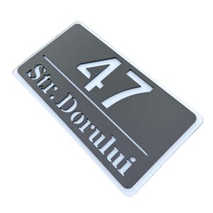 Numar de casa Elite Negru Satinat/Alb 22x12cm