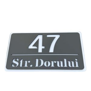 Numar de casa Elite Negru Satinat/Alb 22x12cm