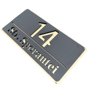 Numar de casa Ultra Negru Lucios/Auriu 30x15cm