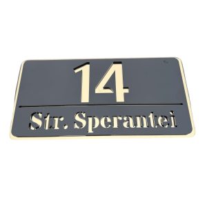 Numar de casa Ultra Negru Lucios/Auriu 30x15cm