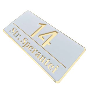 Numar de casa Ultra Alb/Auriu 30x15cm