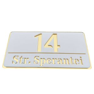 Numar de casa Ultra Alb/Auriu 30x15cm